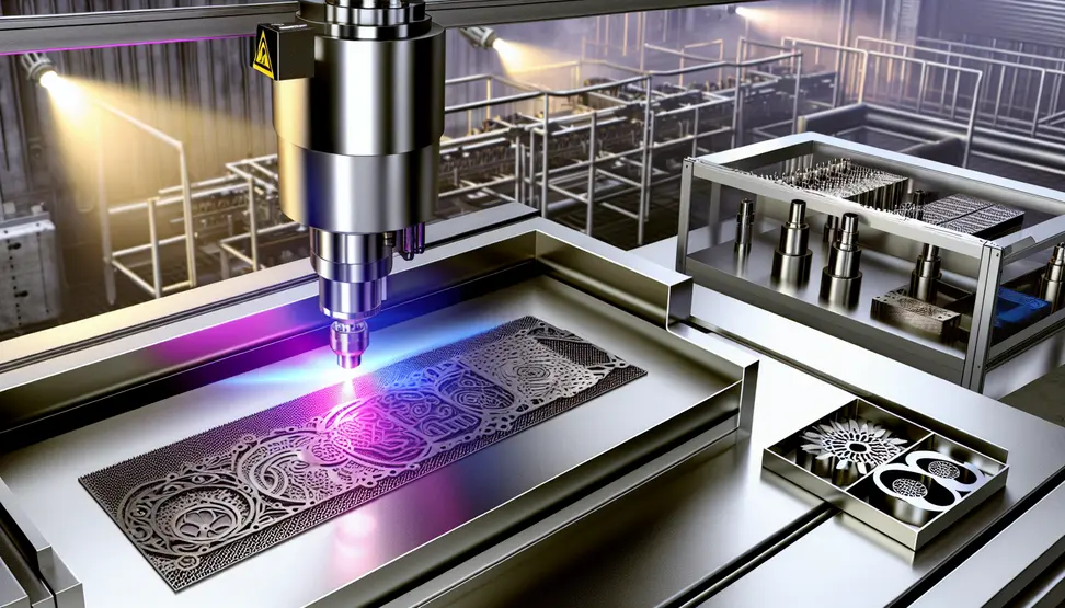 A state-of-the-art laser marking machine showcasing its advanced capabilities on a metal surface.