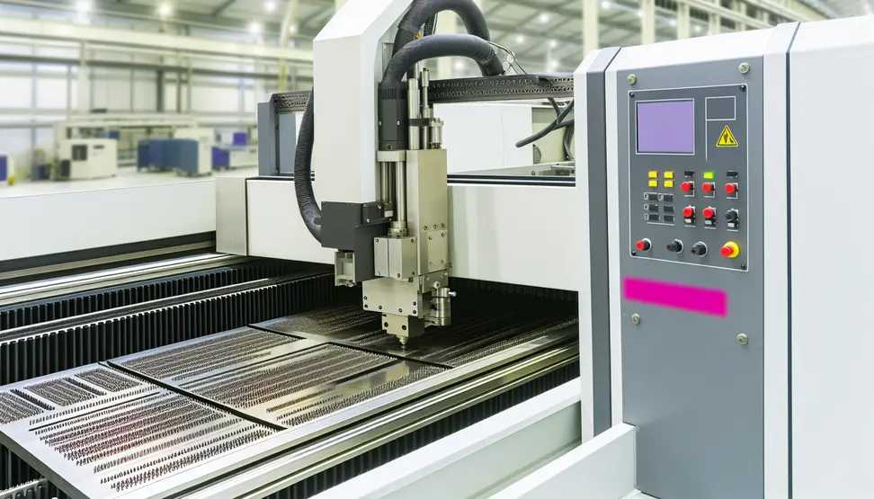 State-of-the-art laser cutting machine in action, delivering micron-level accuracy for high-precision manufacturing.