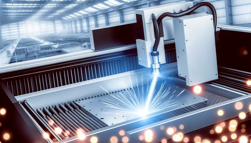 State-of-the-art laser cutting machine in action, delivering micron-level accuracy for high-precision manufacturing.