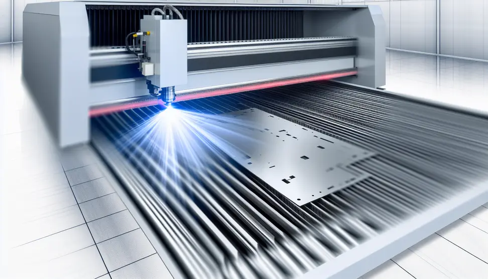 State-of-the-art laser cutting machine in action, delivering micron-level accuracy for high-precision manufacturing.